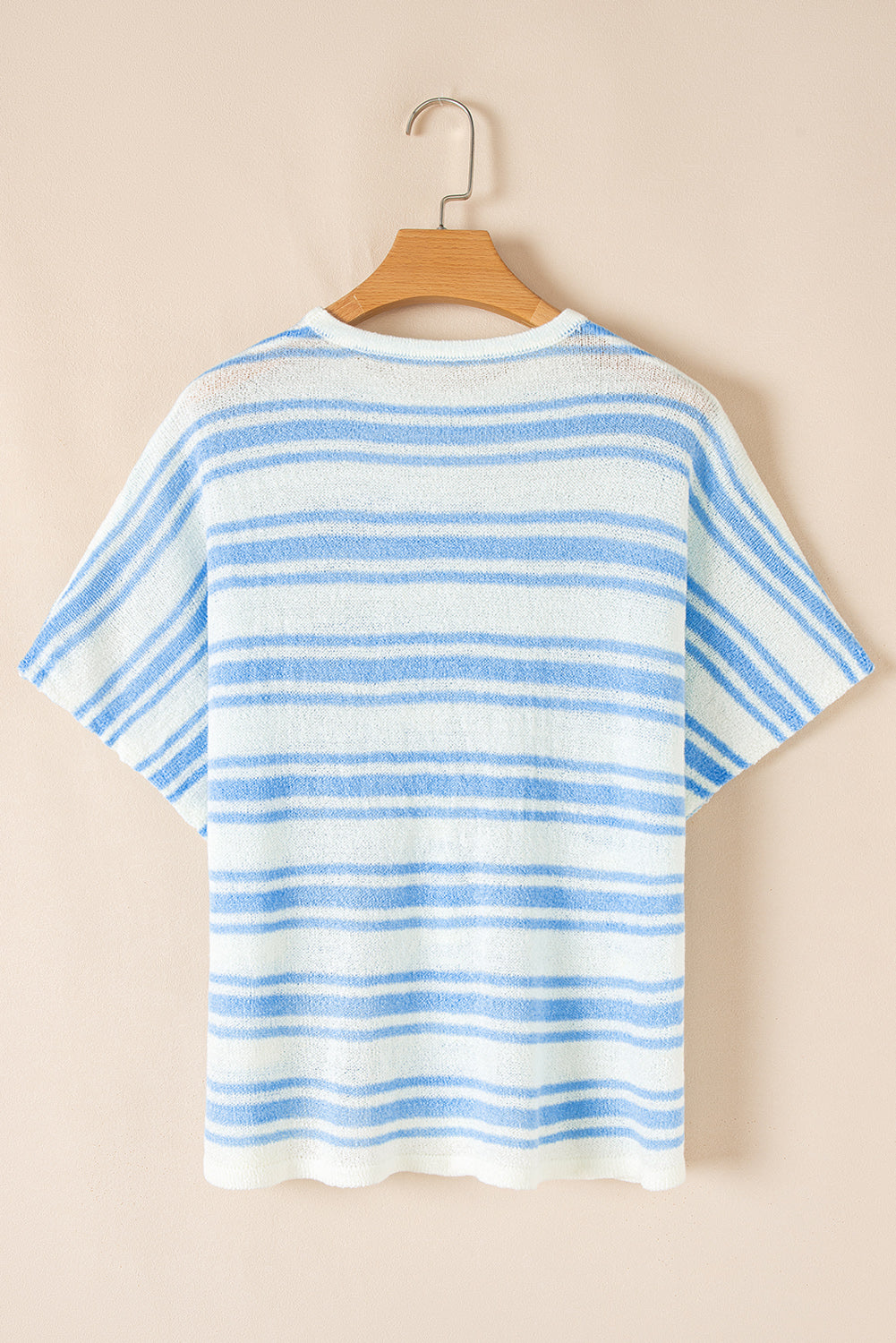 Sky Blue Striped Boxy Wide Sleeve Sweater Tee