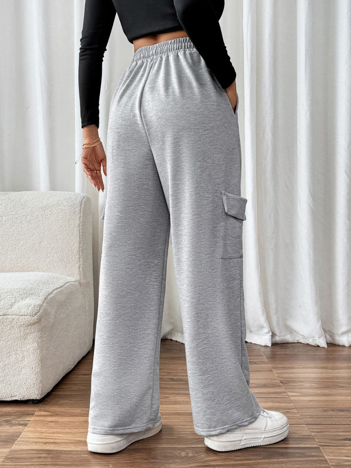 Perfee Drawstring Elastic Waist Joggers with PocketsFeatures: Drawstring, Pocketed
Sheer: Opaque
Material composition: 85% polyester, 15% cotton
Care instructions: Machine wash cold. Tumble dry low.
Imported


Size
USLove Salve Perfee Drawstring Elastic Waist JoggersPants