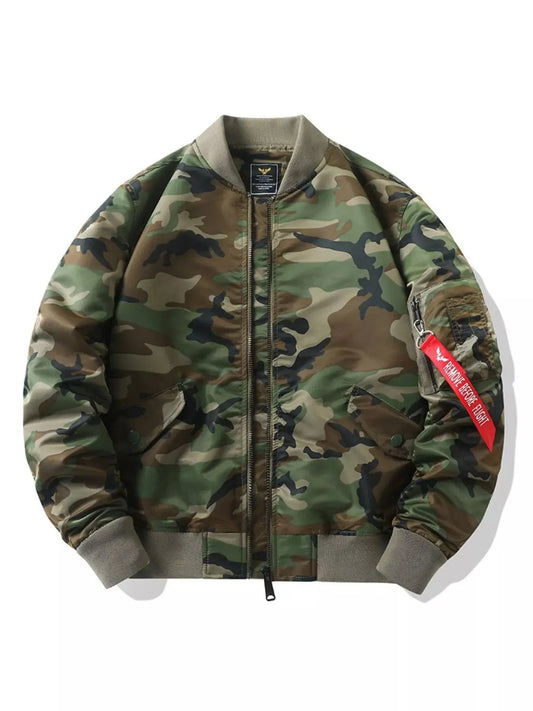 Men's Plus Size Zip Up Camouflage Bomber Jacket Simply Love