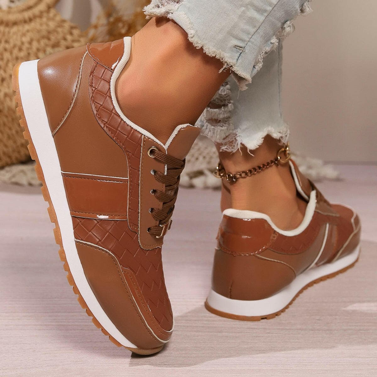 Lace-Up PU Leather SneakersLace-Up PU Leather Sneakers
 Step up your style game with our Lace-Up PU Leather Sneakers. Elevate your footwear collection with these sleek and comfortable sneakersLove Salve PU Leather SneakersShoes