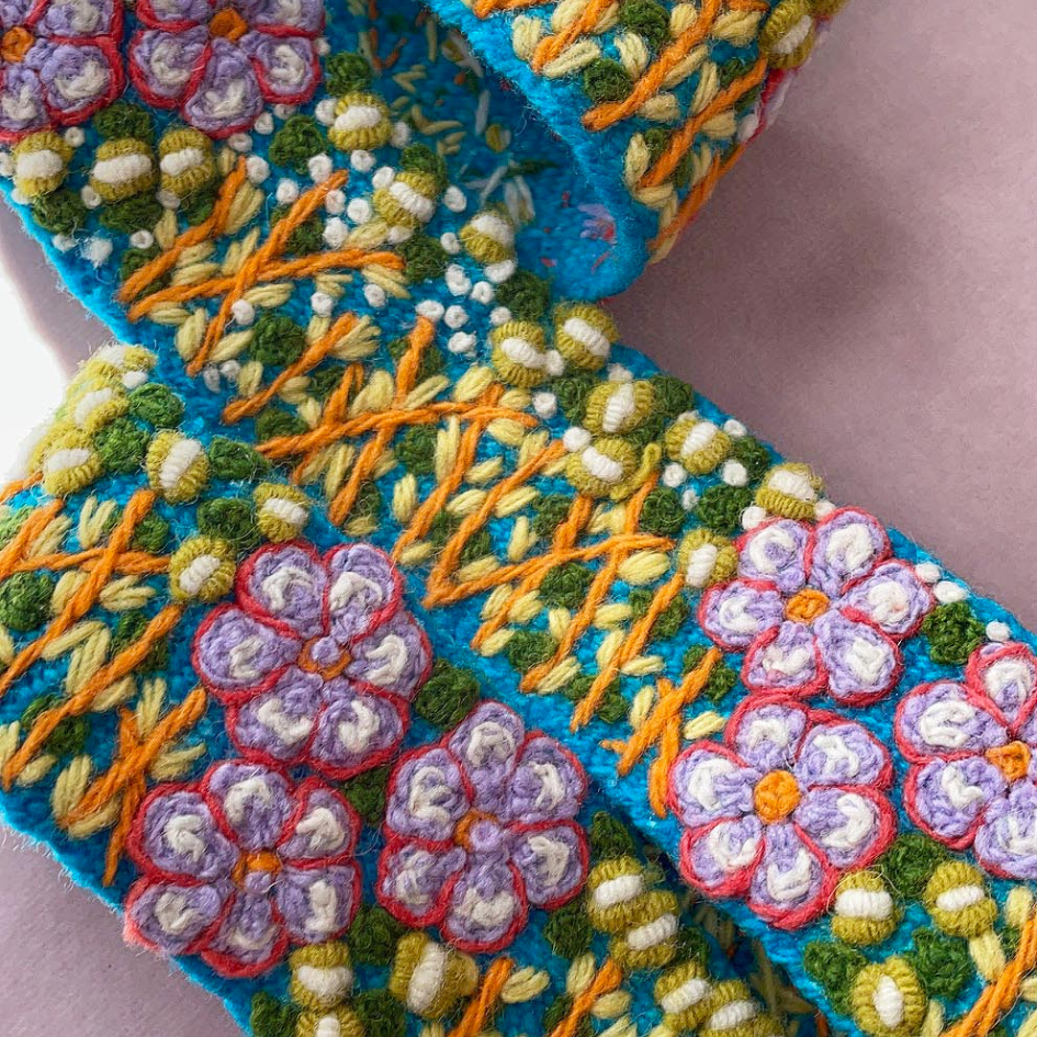 Windswept Embroidered Wool Belt Handcrafted Artisan Fitkitty Culture Athleisure Wear, Yoga Wear & Women's Clothing