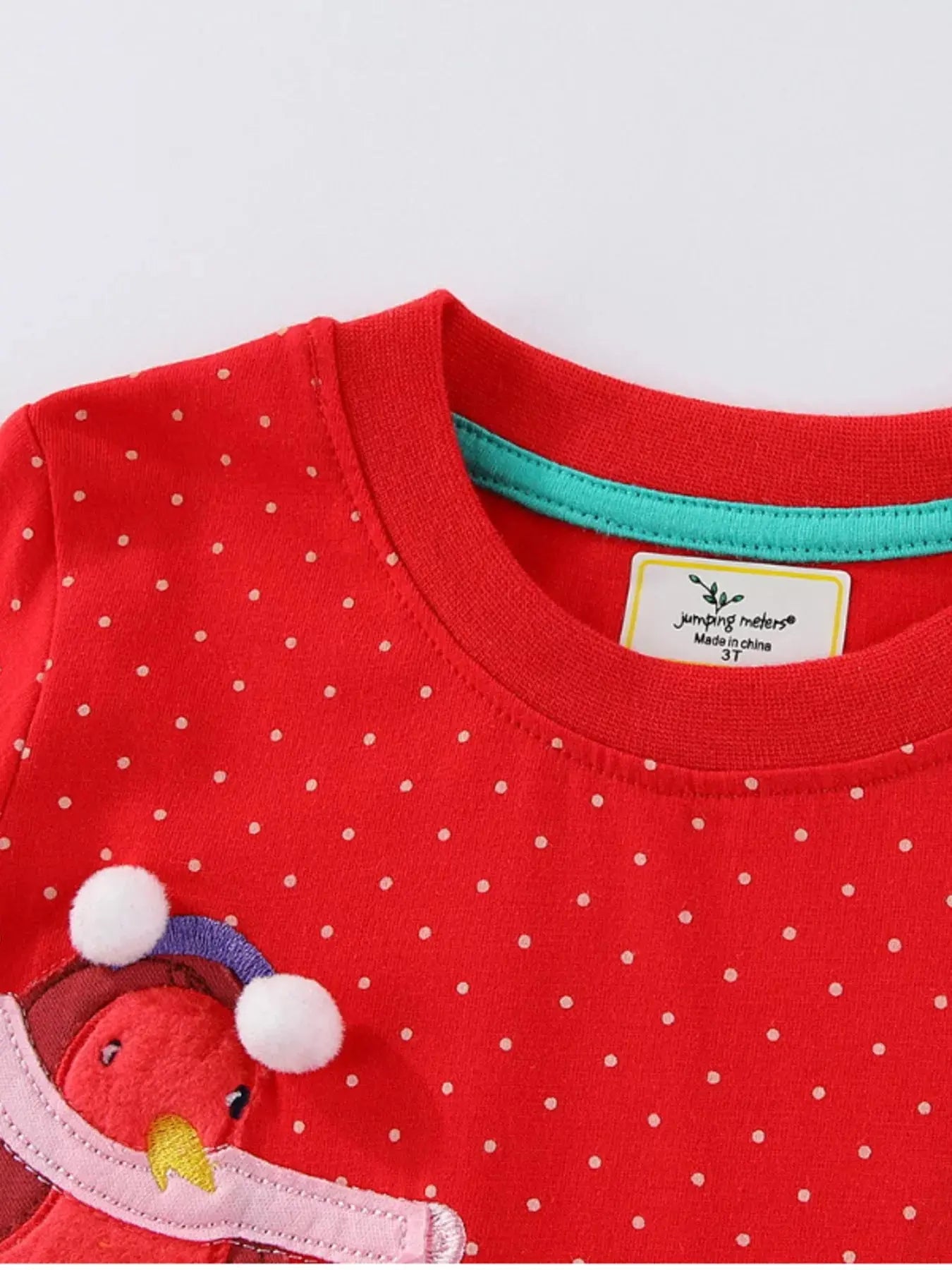 Kids Red Long Sleeve Dress With Animal Applique And Polka Dots Simply Love
