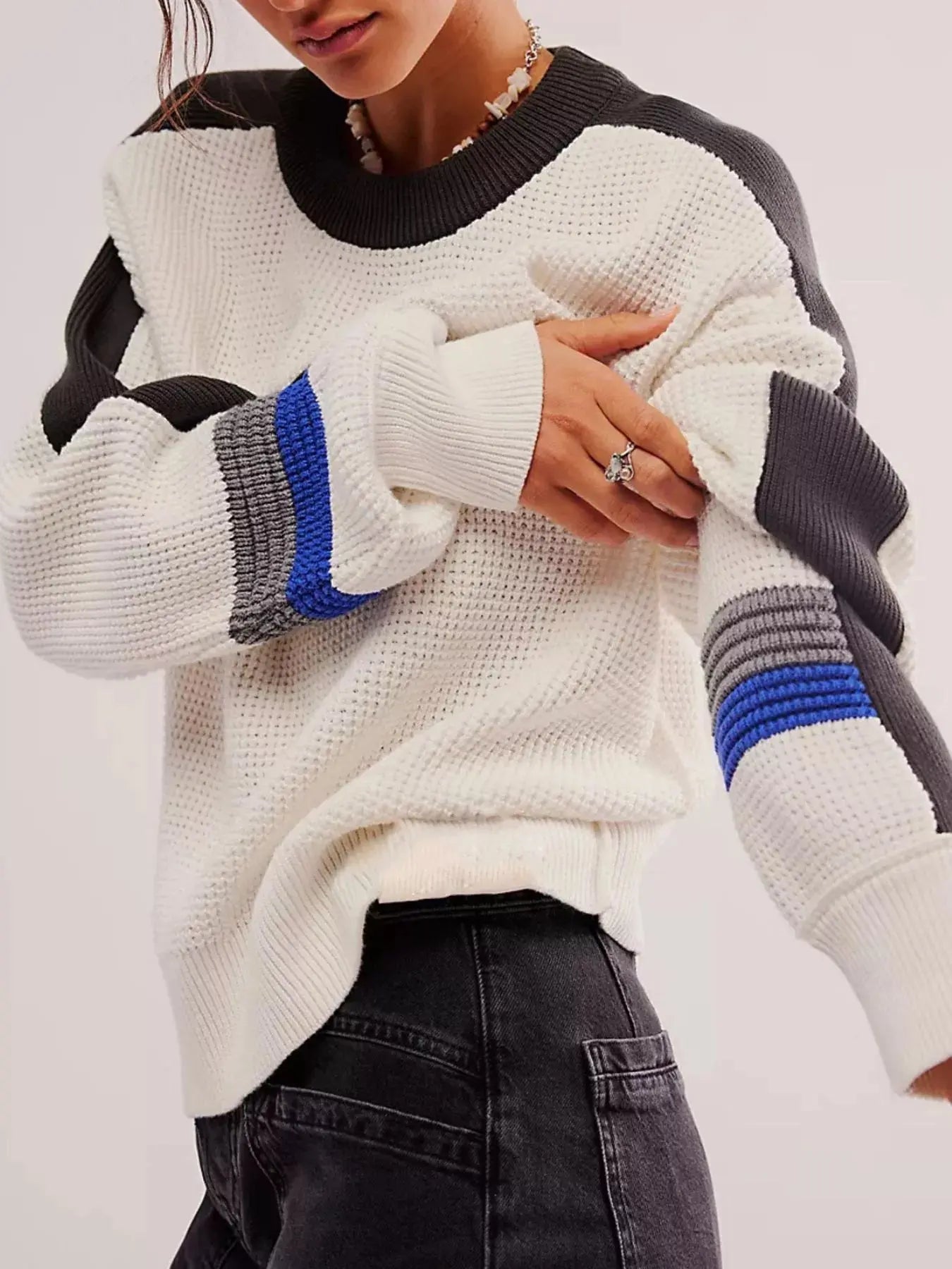 Color Block Waffle Knit Sweater Simply Love
