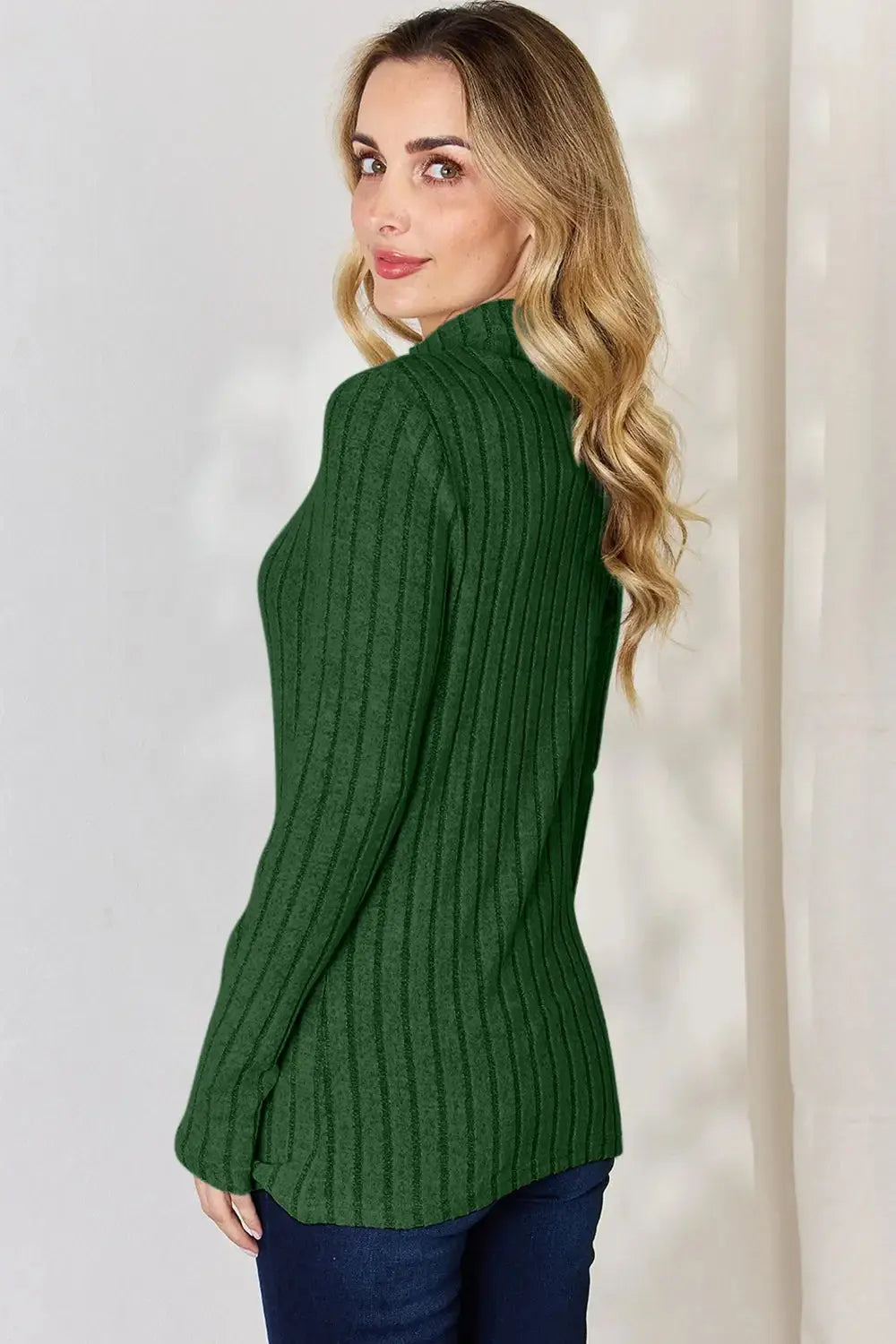 Basic Bae Full Size Ribbed Mock Neck Long Sleeve T-Shirt - Love Salve
