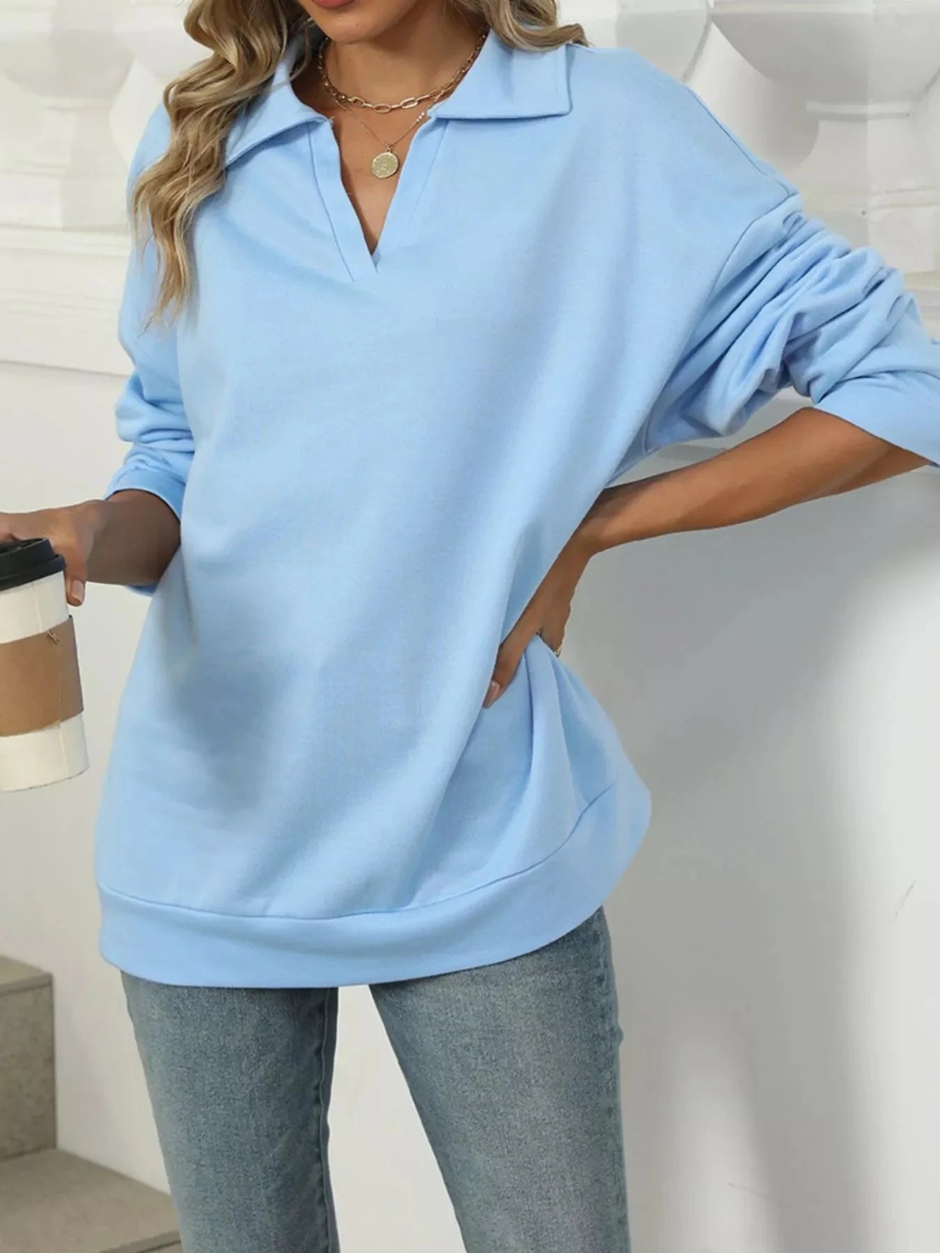 Johnny Collar Long Sleeve Sweatshirt Coco’s Tee Boutique