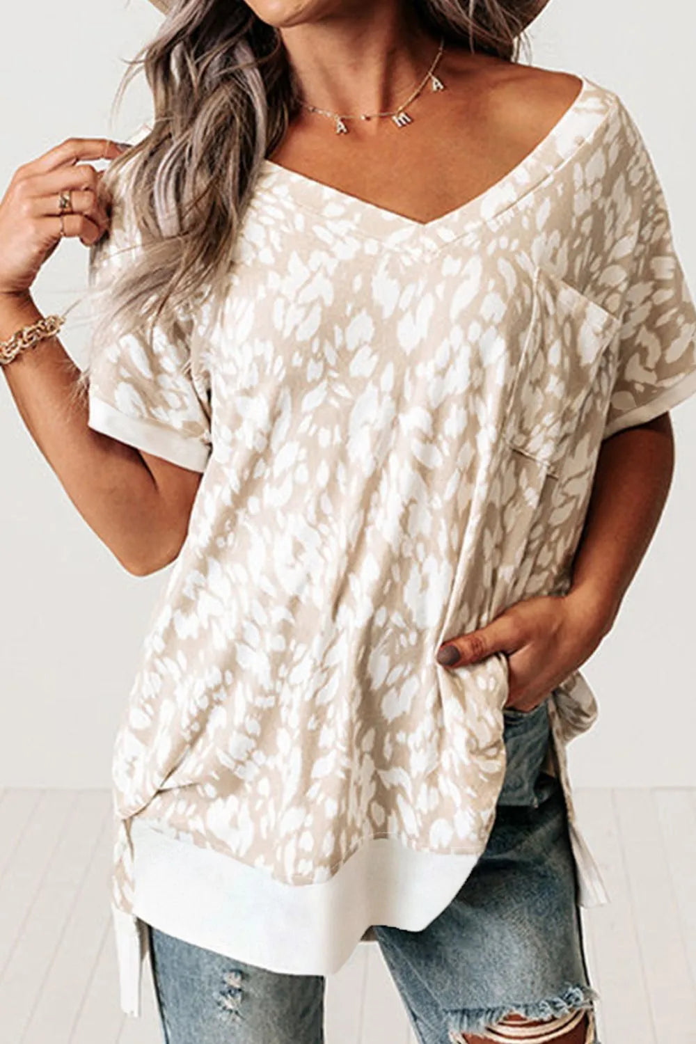 Simply Love: Leopard V-Neck T-Shirt