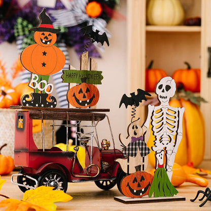 Charming 2-piece Halloween wooden decor set