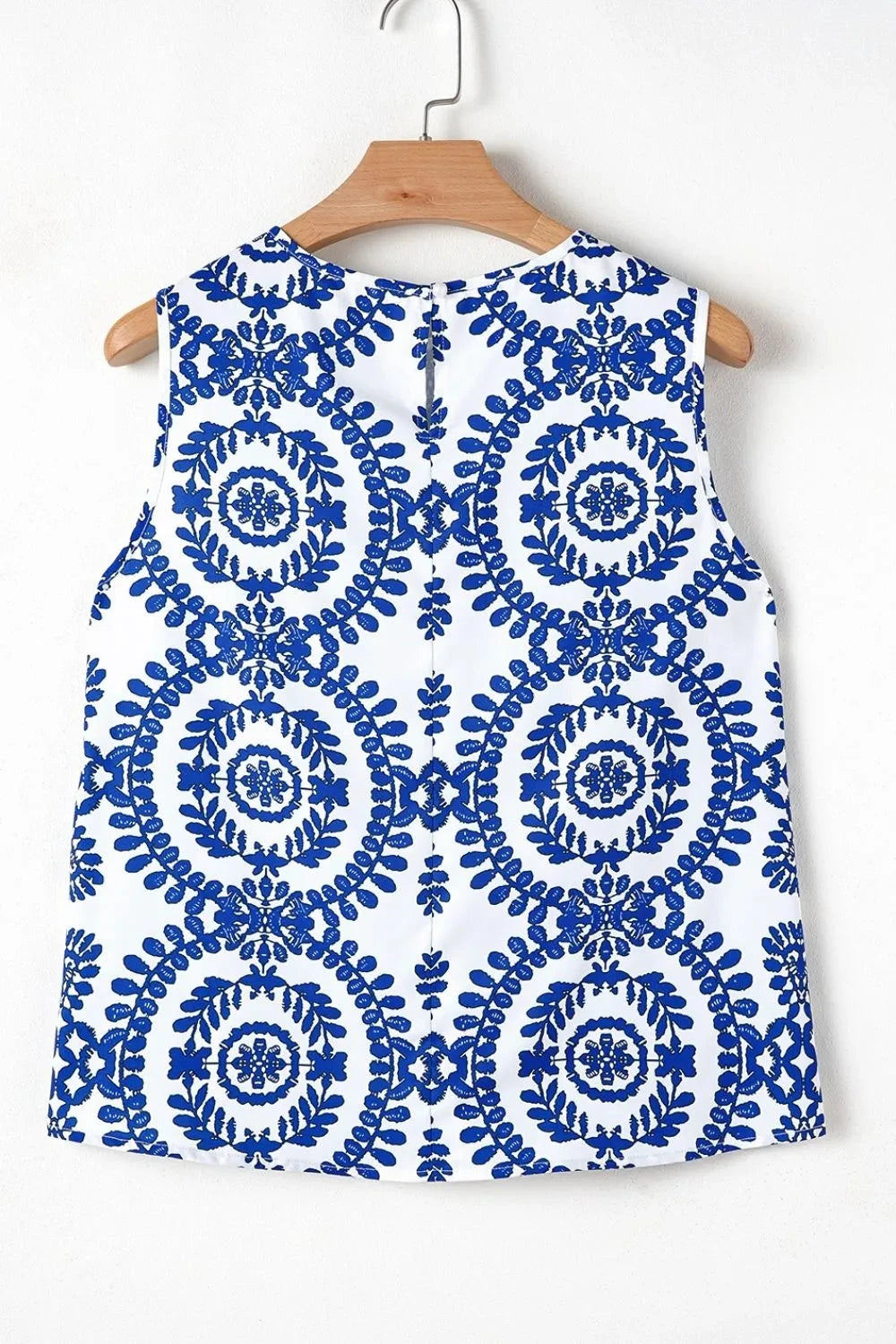 Printed Crew Neck Sleeveless Top Simply Love