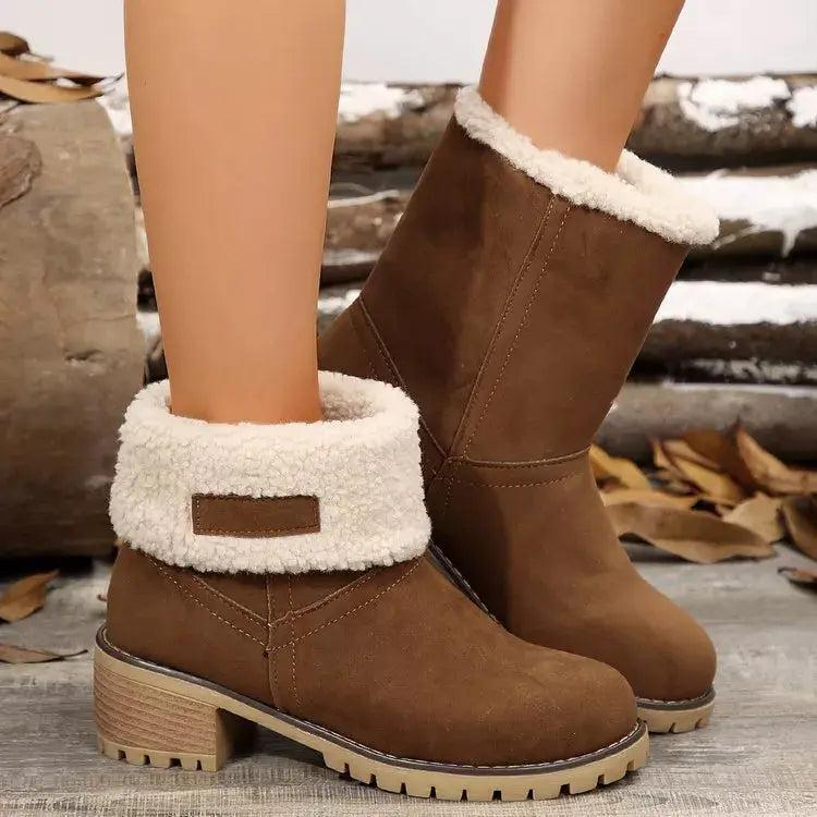 Round Toe Block Heels Boots Simply Love