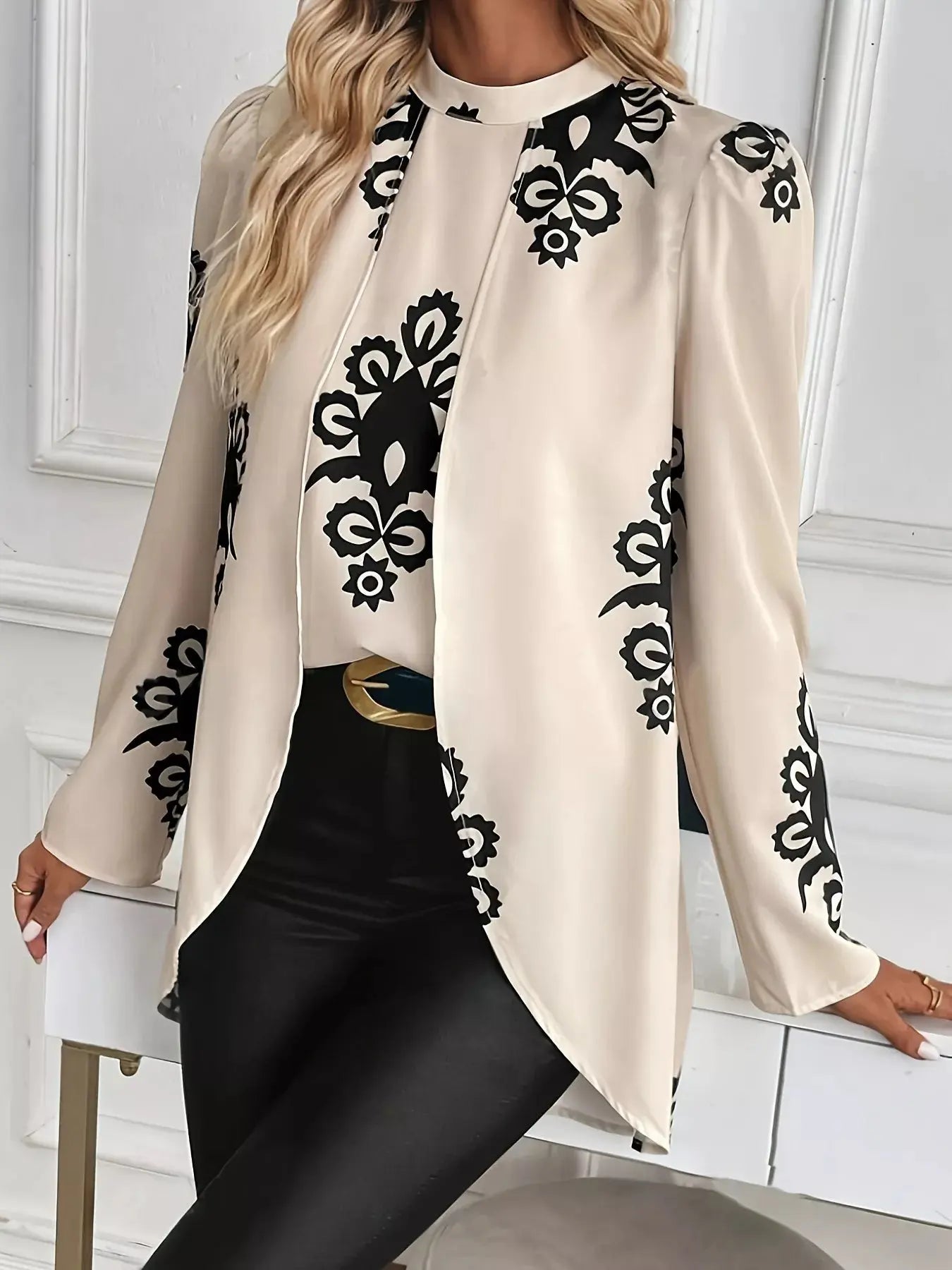 Printed Long Sleeve Blouse Simply Love