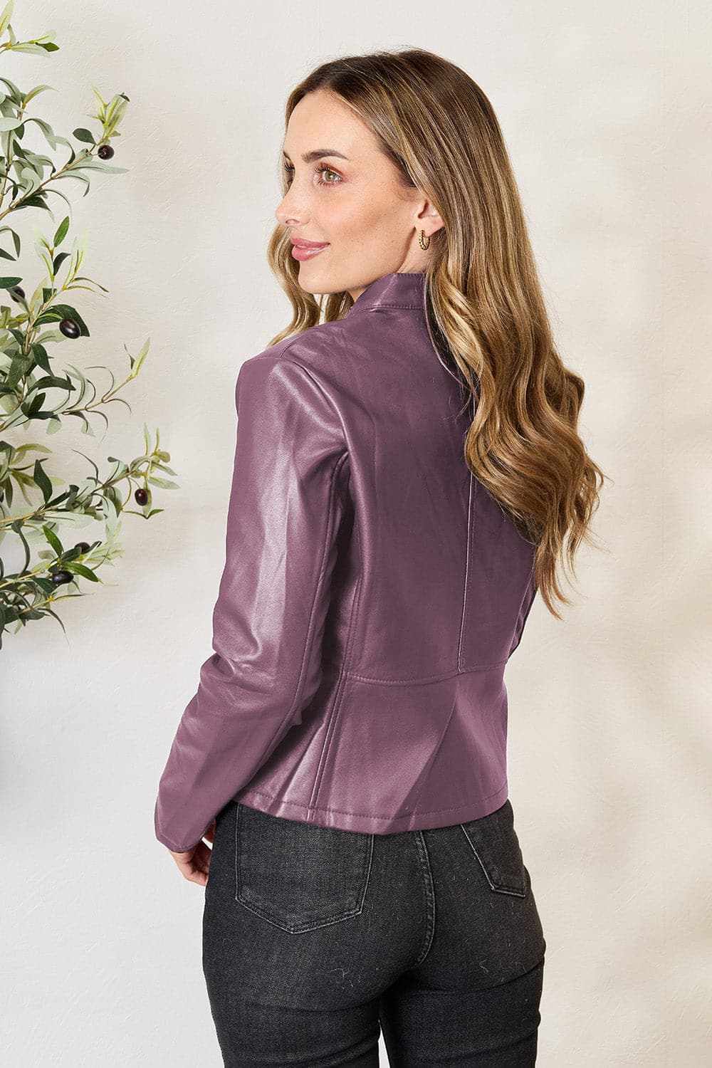 Chic mock neck zip-up jacket - Love Salve 