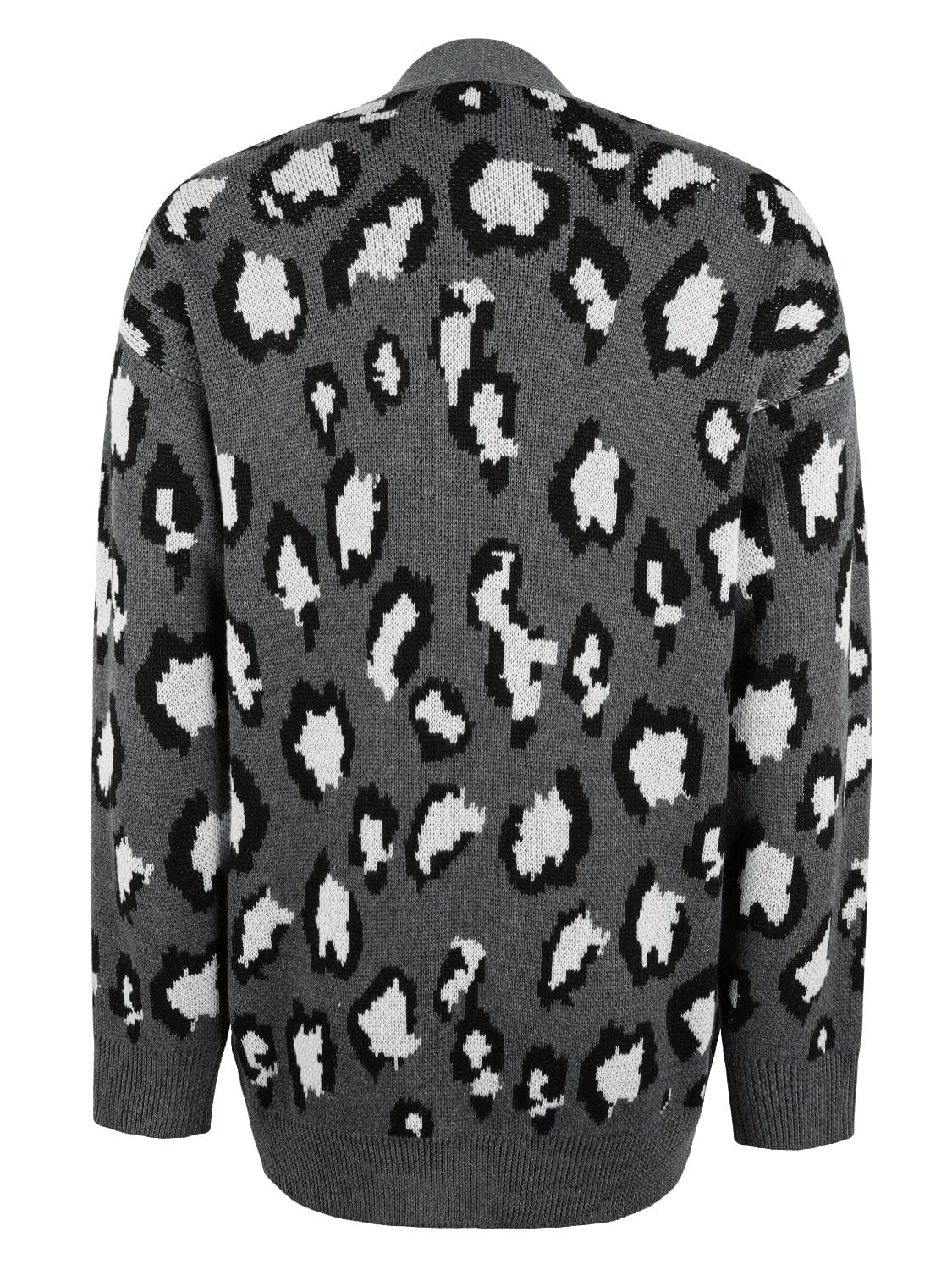 Leopard Open Front Dropped Shoulder Cardigan.