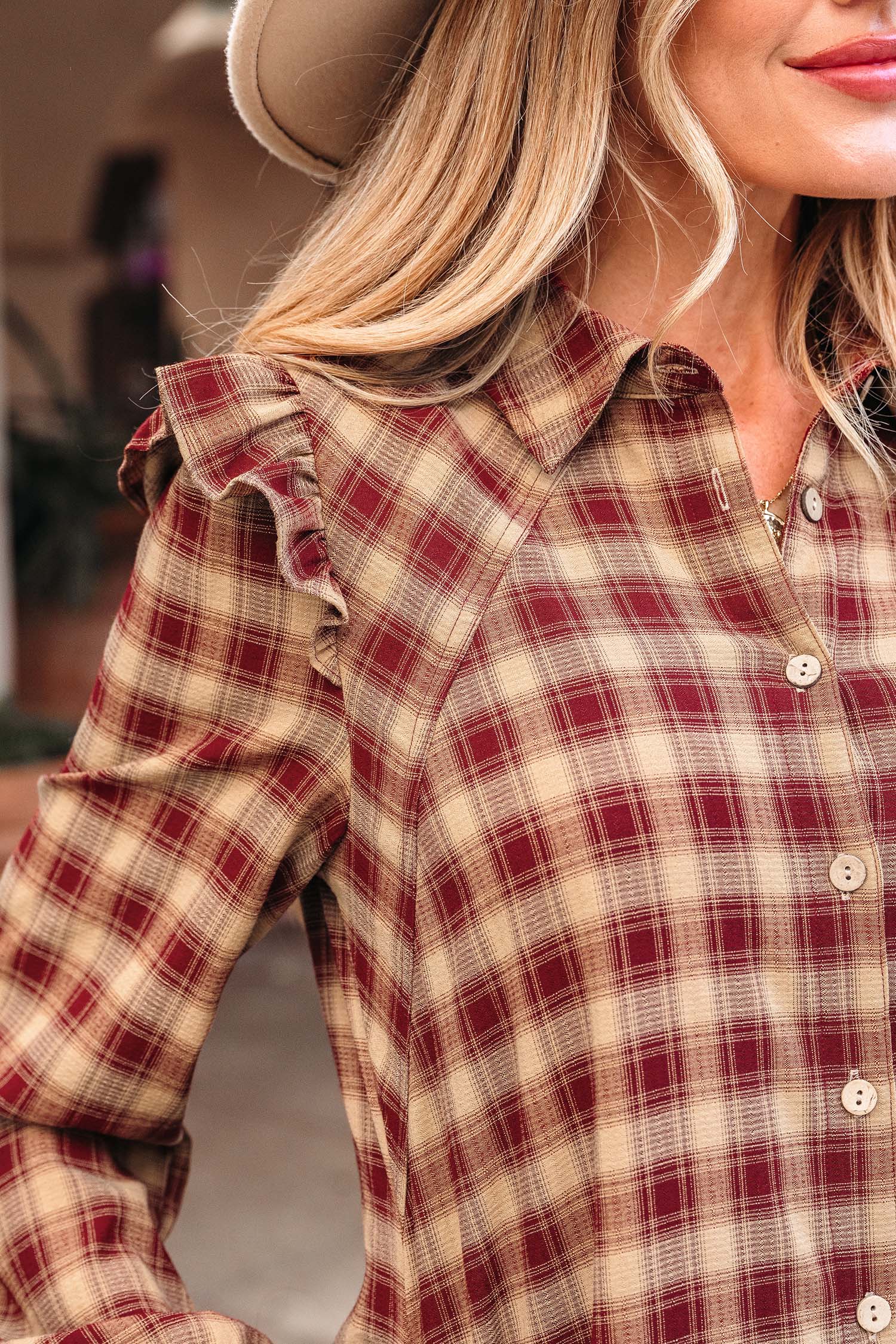 Dear-Lover Red Plaid Dress Women's Daily Ruffled Patchwork Shirt Dress - Spring Style Dear-Lover Dropshipping