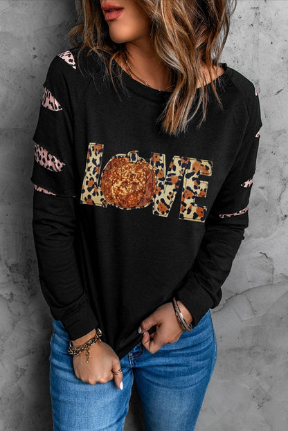 Sequin Leopard Long Sleeve Sweatshirt.