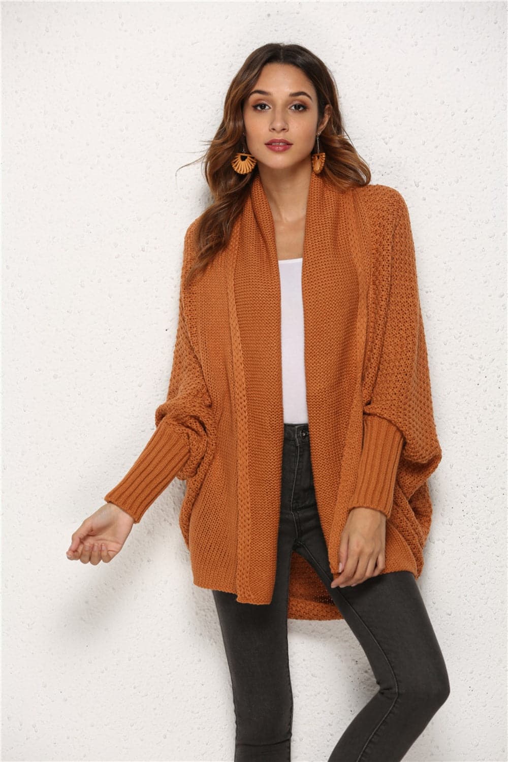 Open Front Batwing Sleeve Cardigan.