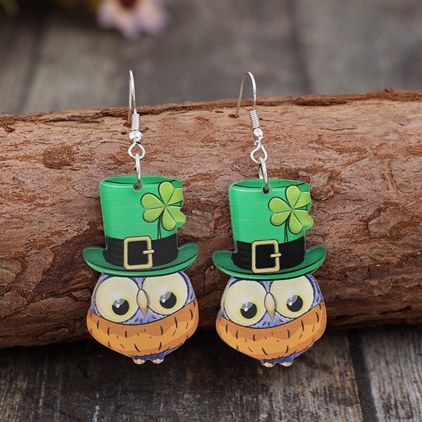 Owl Acrylic Dangle Earrings.