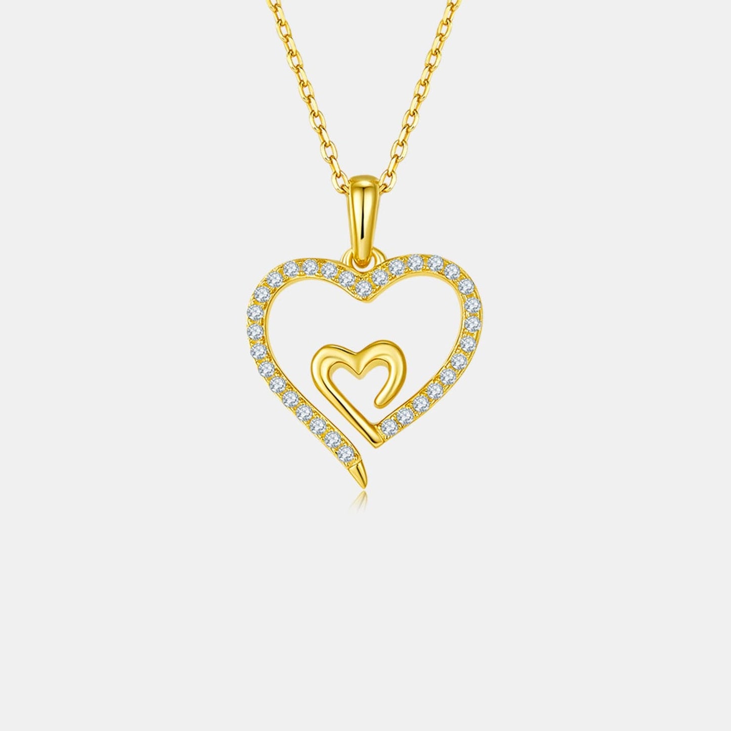 Moissanite 925 Sterling Silver Heart Pendant Necklace.