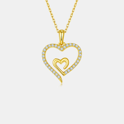 Moissanite 925 Sterling Silver Heart Pendant Necklace.