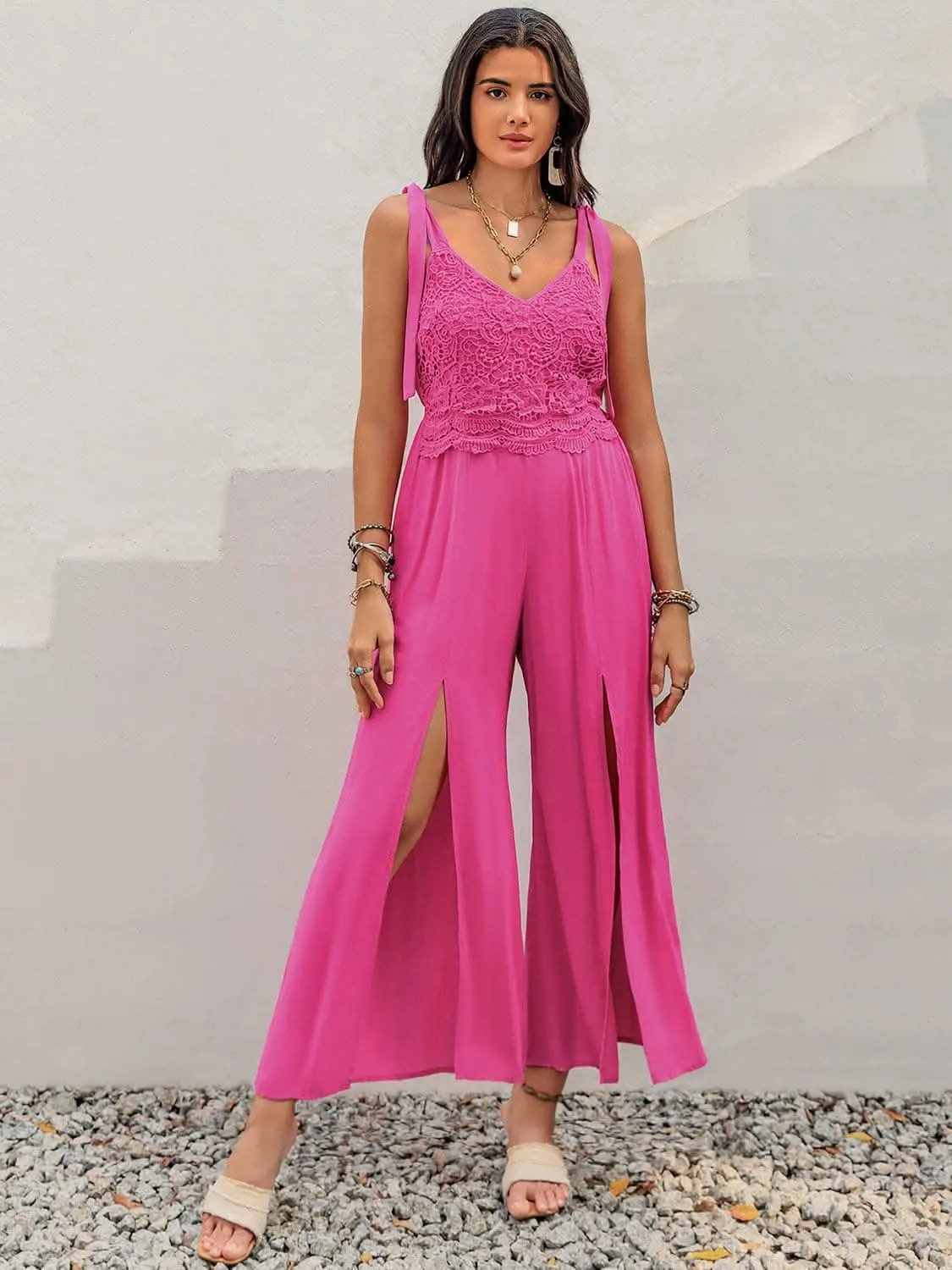 Elegant Lace V-neck Jumpsuit - Love Salve 