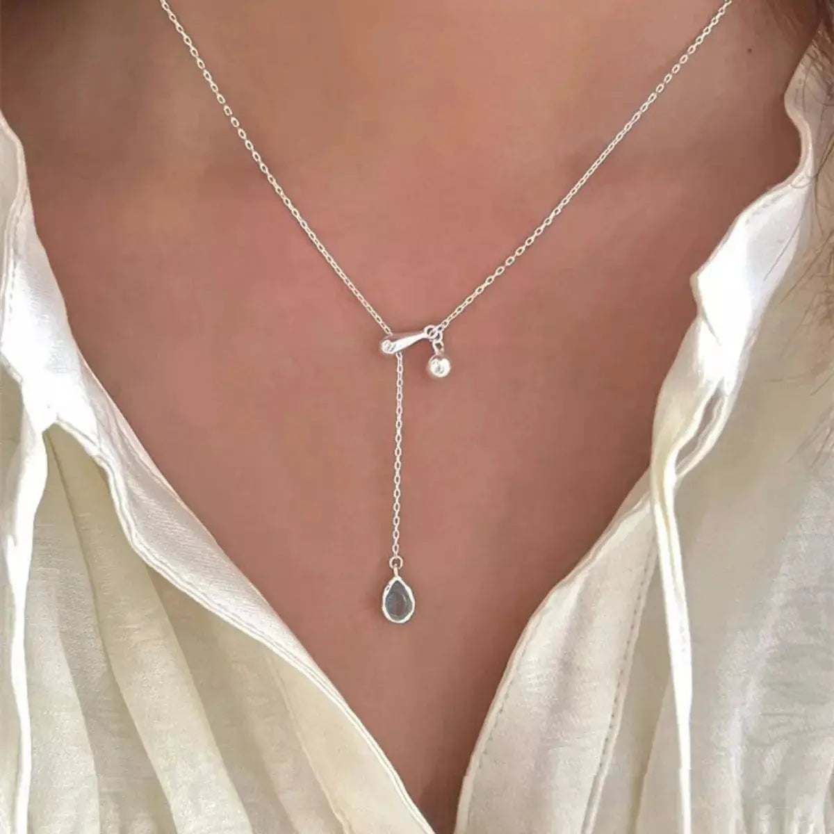 925 Sterling Silver Y-Shaped Drop Necklace Simply Love