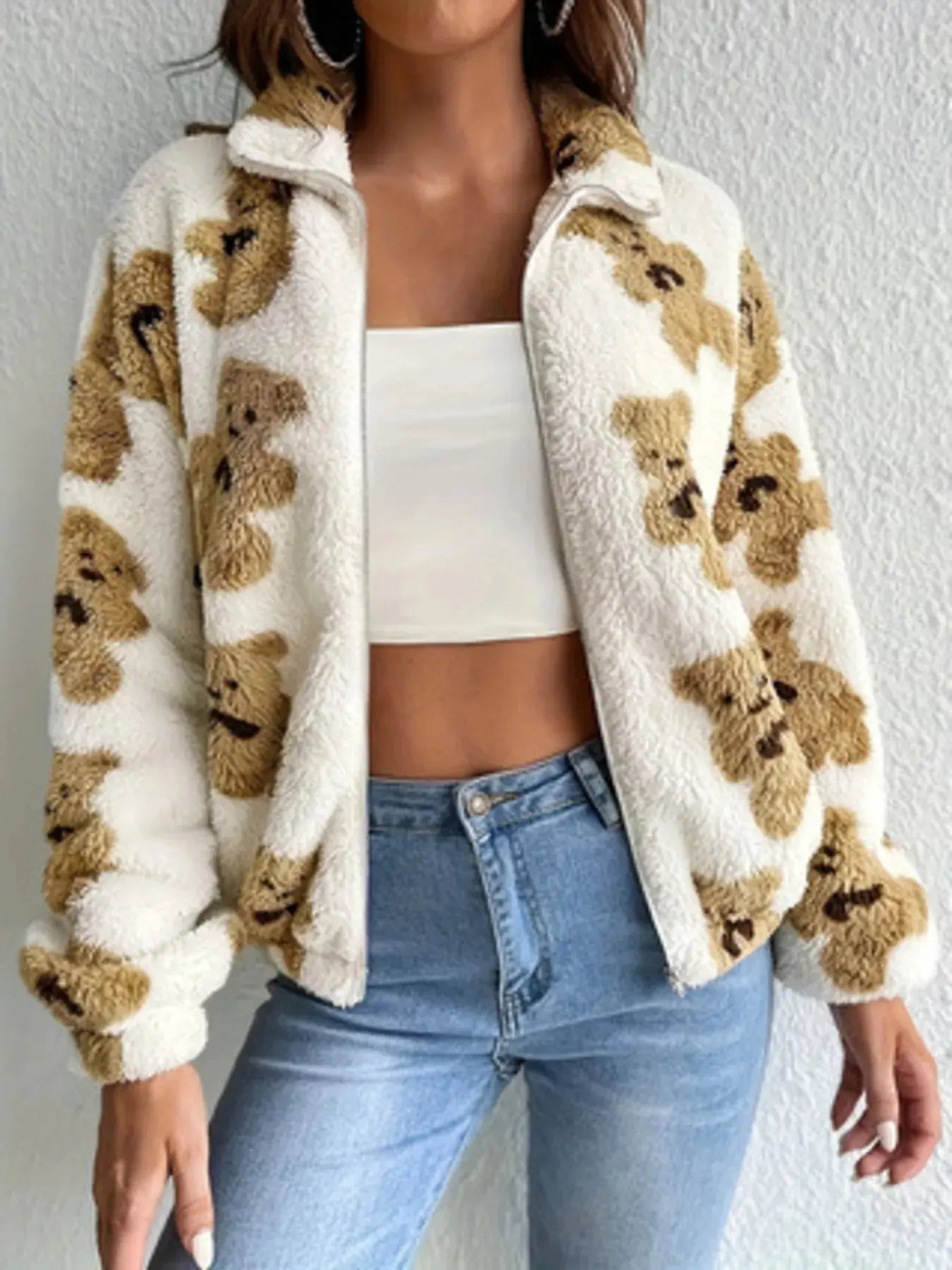 Teddy Bear Fuzzy Zip-Up Jacket Simply Love