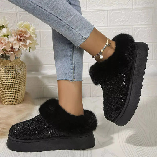 Sequin Round Toe Platform Boots Simply Love