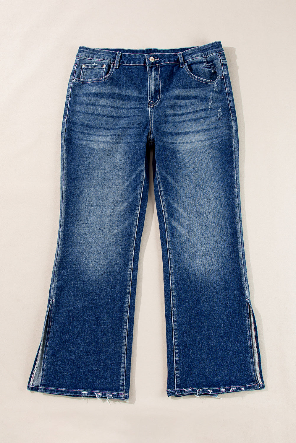 Trendy dirty blue plus size flare jeans