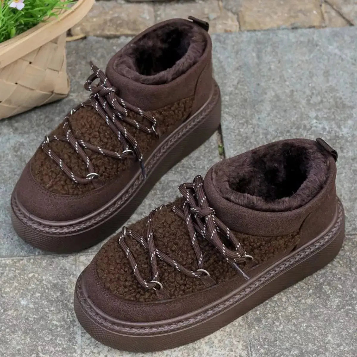 Cozy Plush Lined Lace-Up Platform Winter Boots Simply Love
