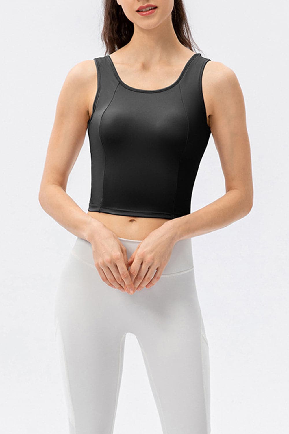 Round Neck Wide Strap Active Tank.