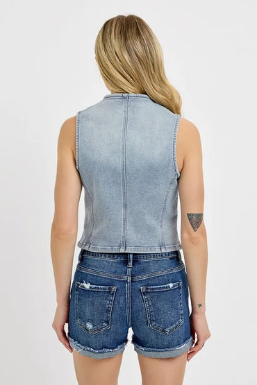 Risen V Neck Button Down Vest - Love Salve 