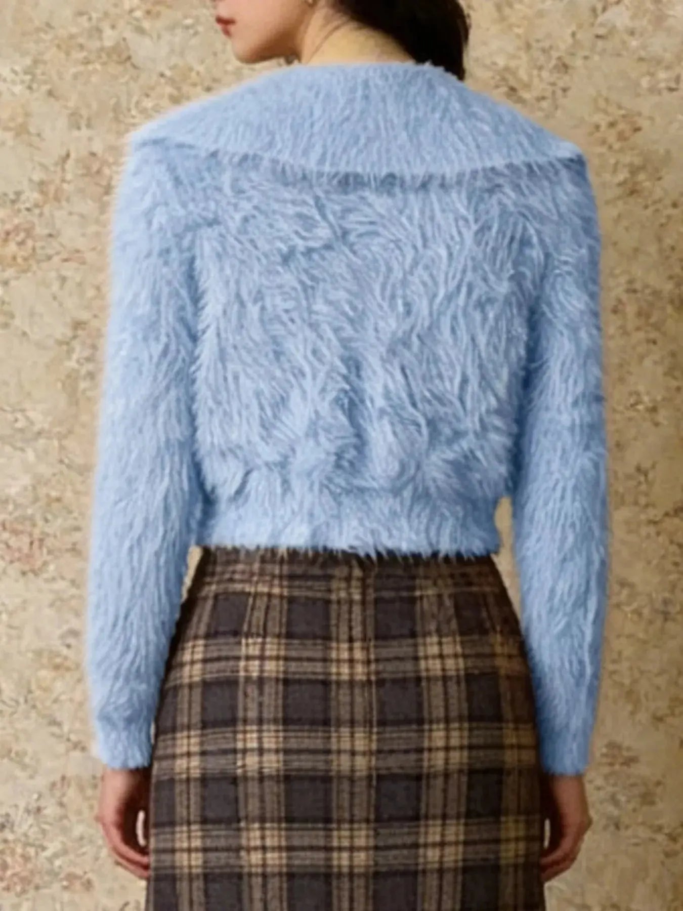 Fluffy Knit Zip-Up Outerwear Simply Love