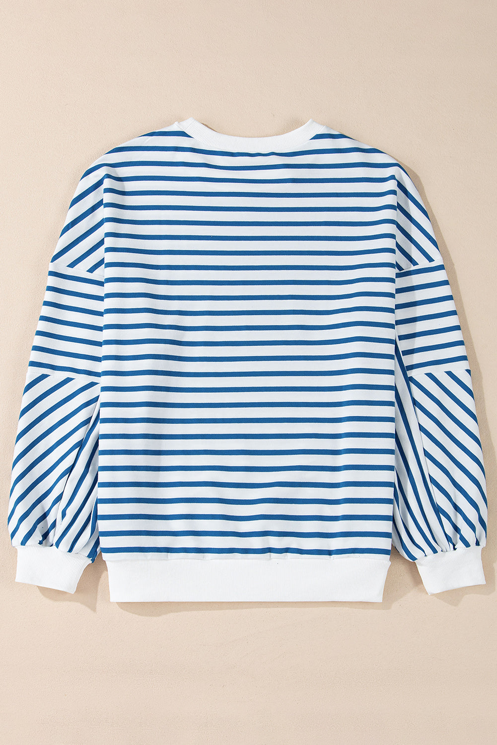 Chic blue striped oversized sweatshirt with drop shoulders