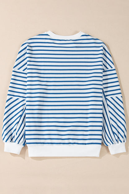 Chic blue striped oversized sweatshirt