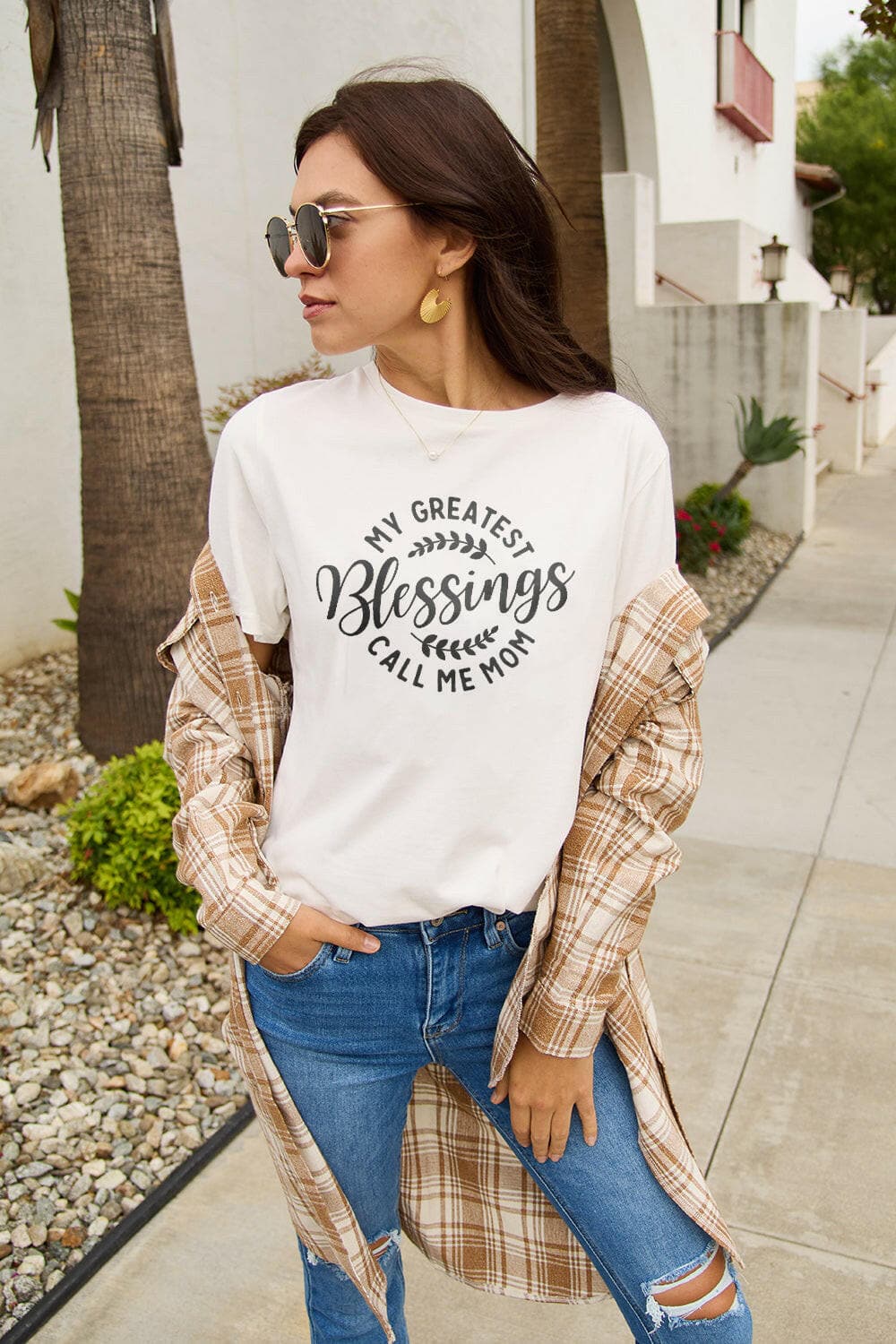 Simply Love Full Size MY GREATEST BLESSINGS CALL ME MOM Short Sleeve T-Shirt.