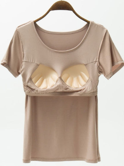 Round Neck Modal T-Shirt with Bra.