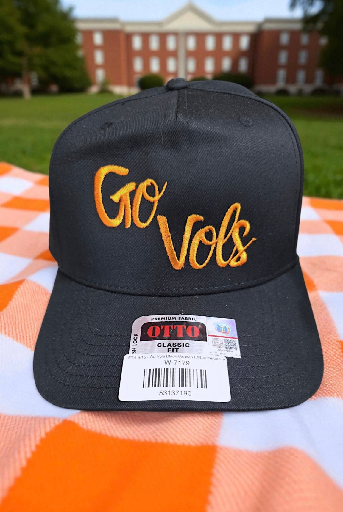 Go Vols Black Canvas Hat Embroidered Orange Go Vols Logo Officially Licensed Nash Grey Wholesale