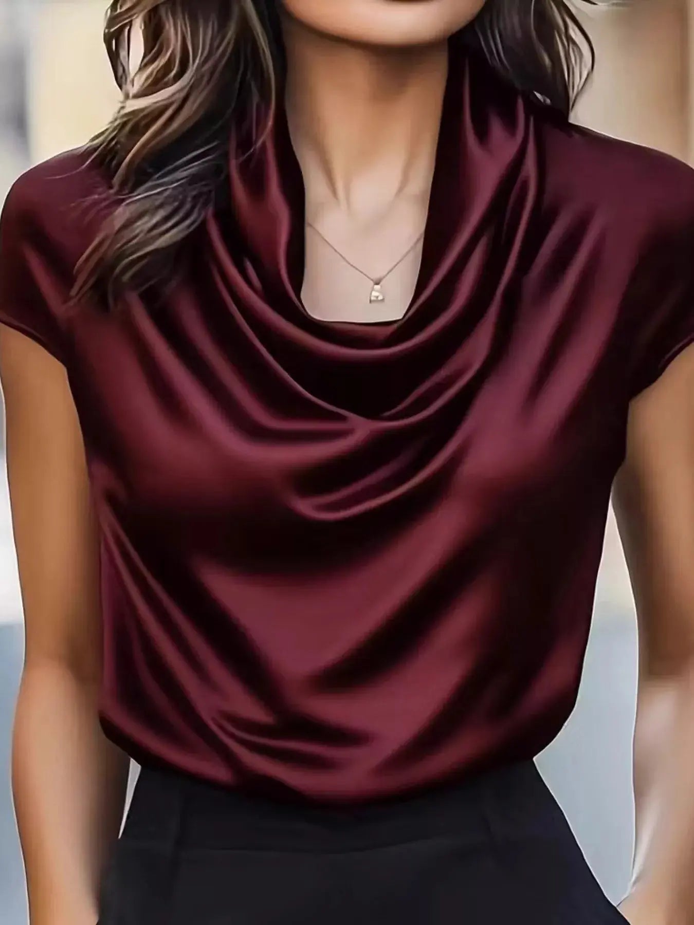 Satin Cowl Neck Blouse Simply Love