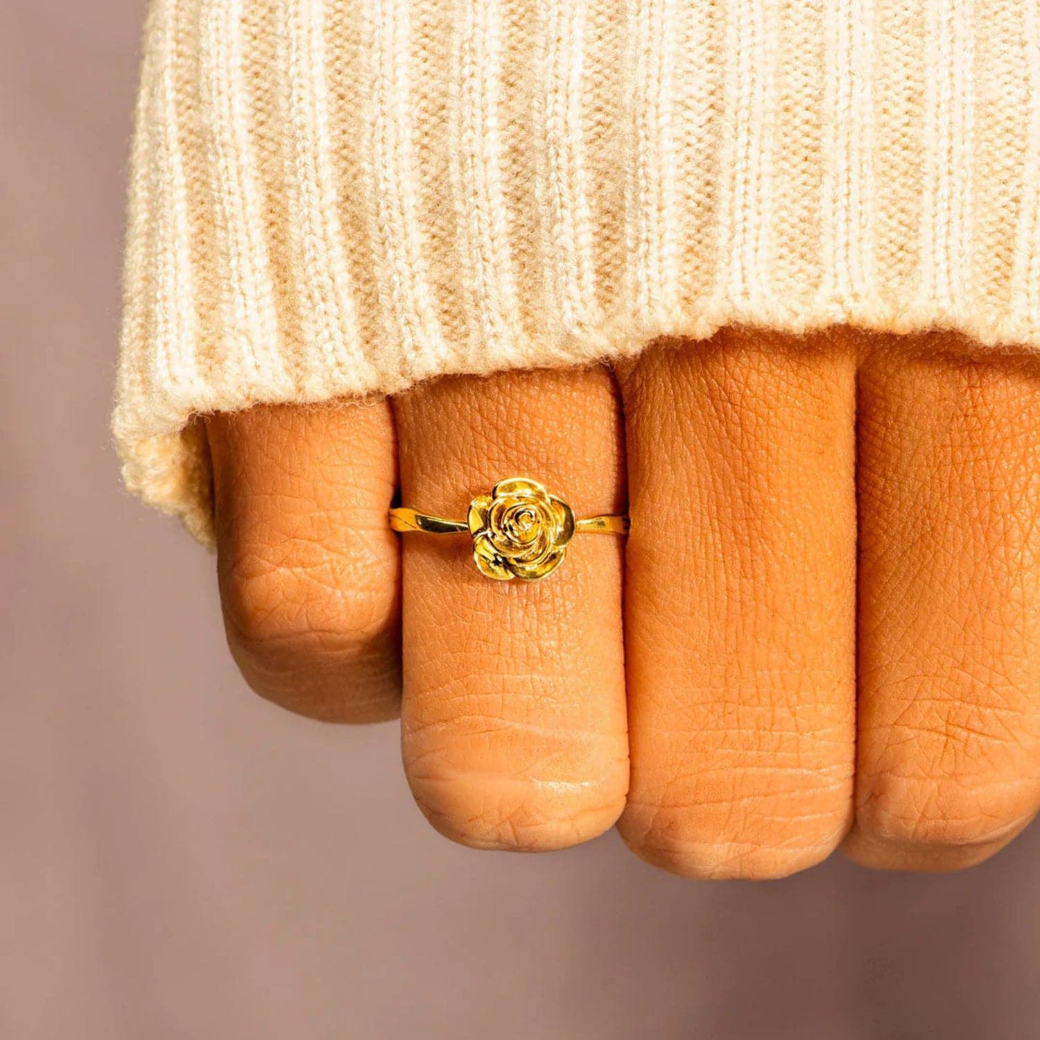 Rose Shape 18K Gold-Plated Ring.