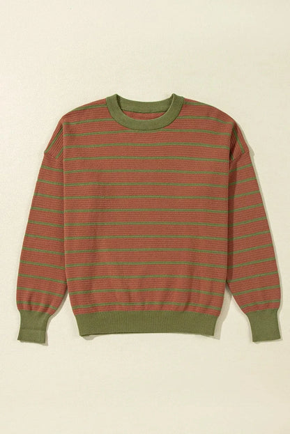 Classic striped long sleeve crewneck sweater