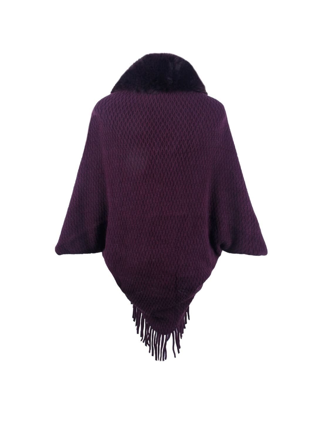 Open Front Fringe Hem Poncho.