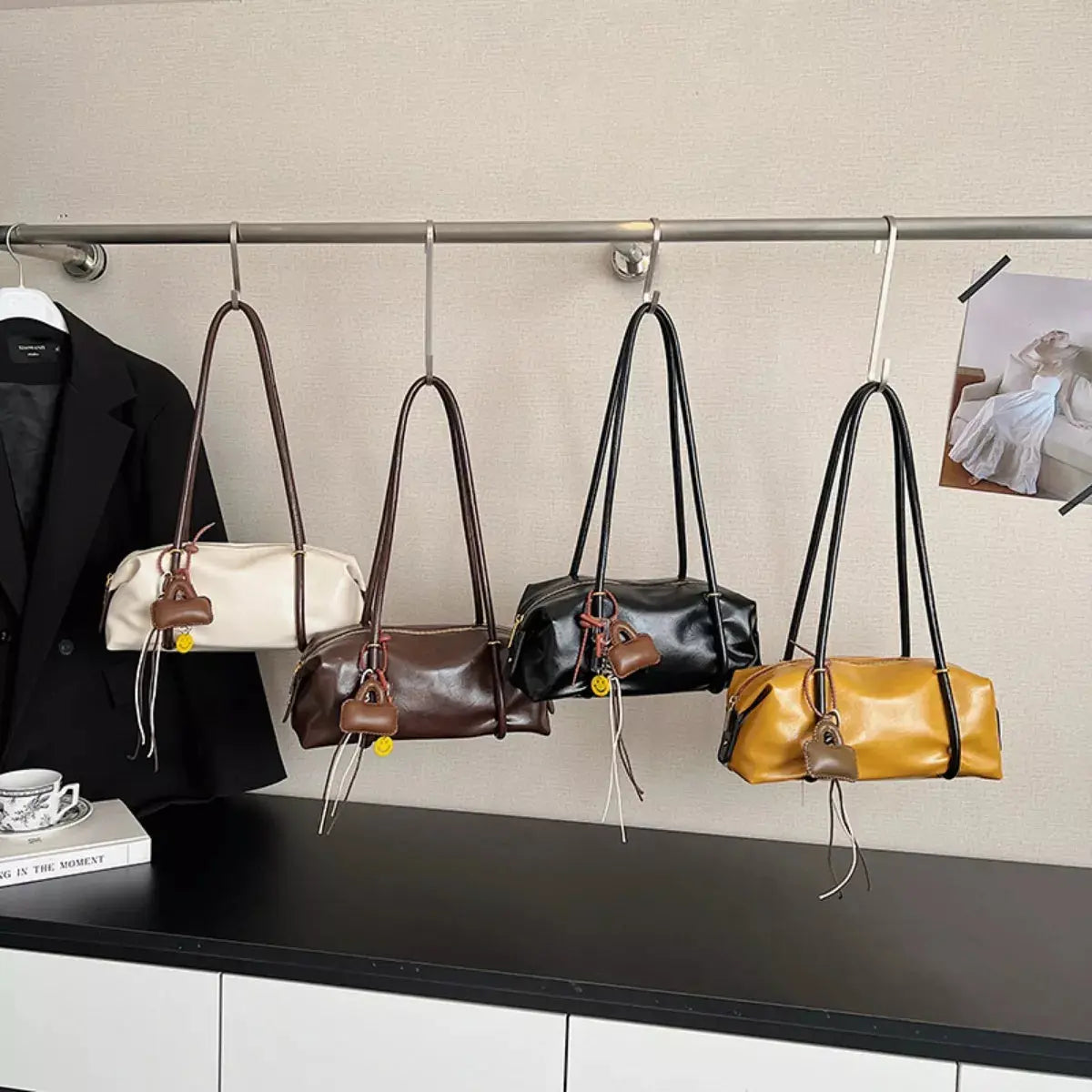 Leather Shoulder Bag with Charm Simply Love