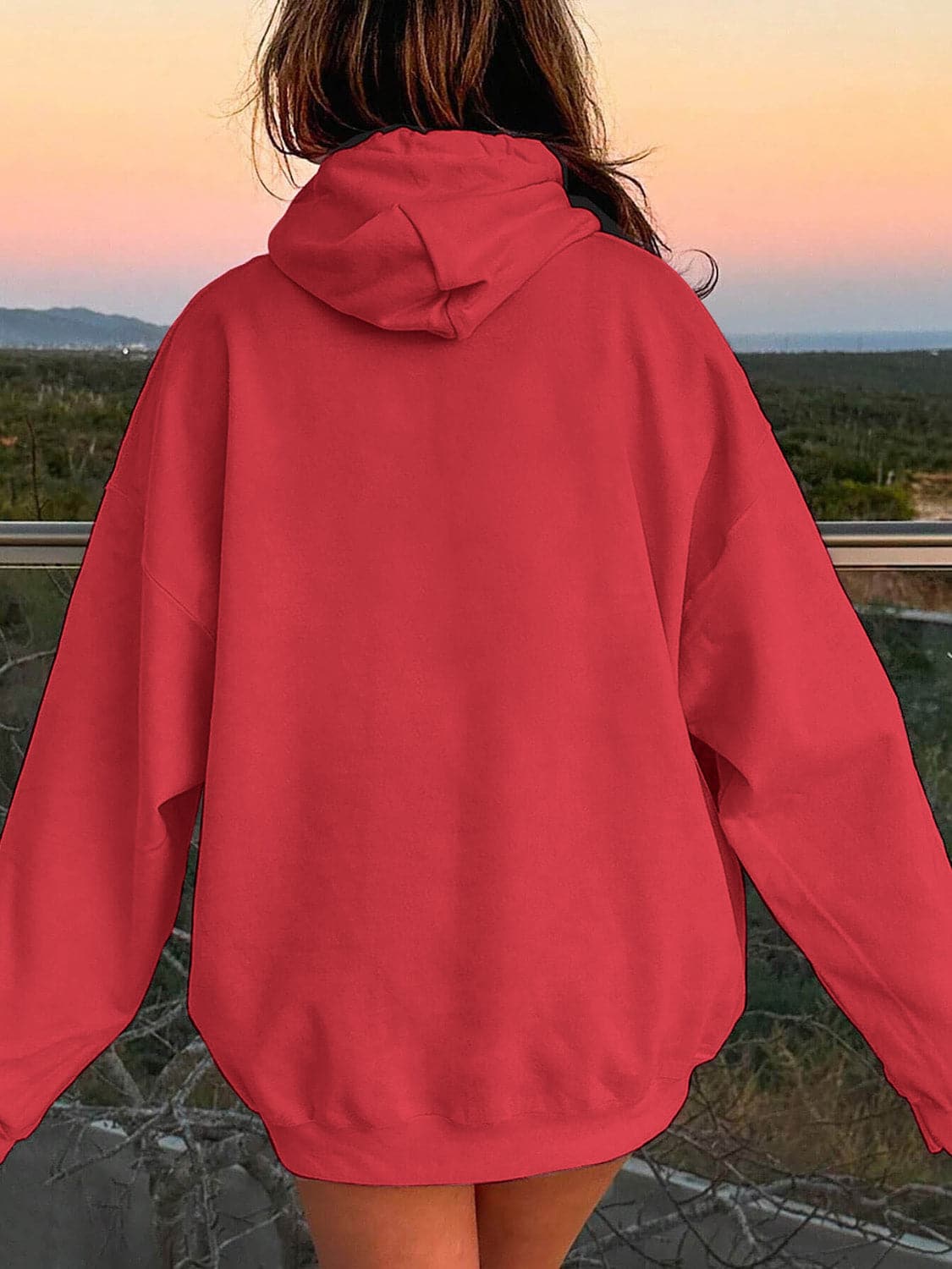 Drawstring Dropped Shoulder Hoodie.