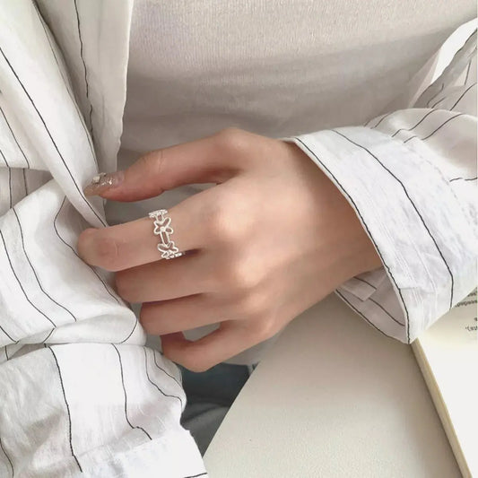 925 Sterling Silver Flower Open Ring Simply Love