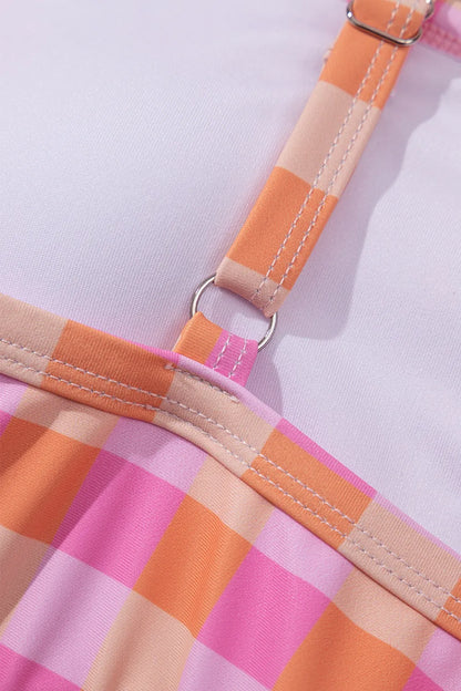 Plaid Print High Waist Bikini Set