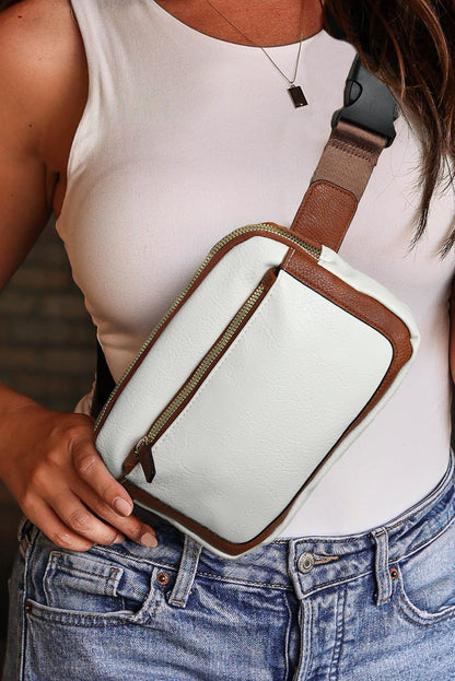 Chic white mini crossbody bag with adjustable strap