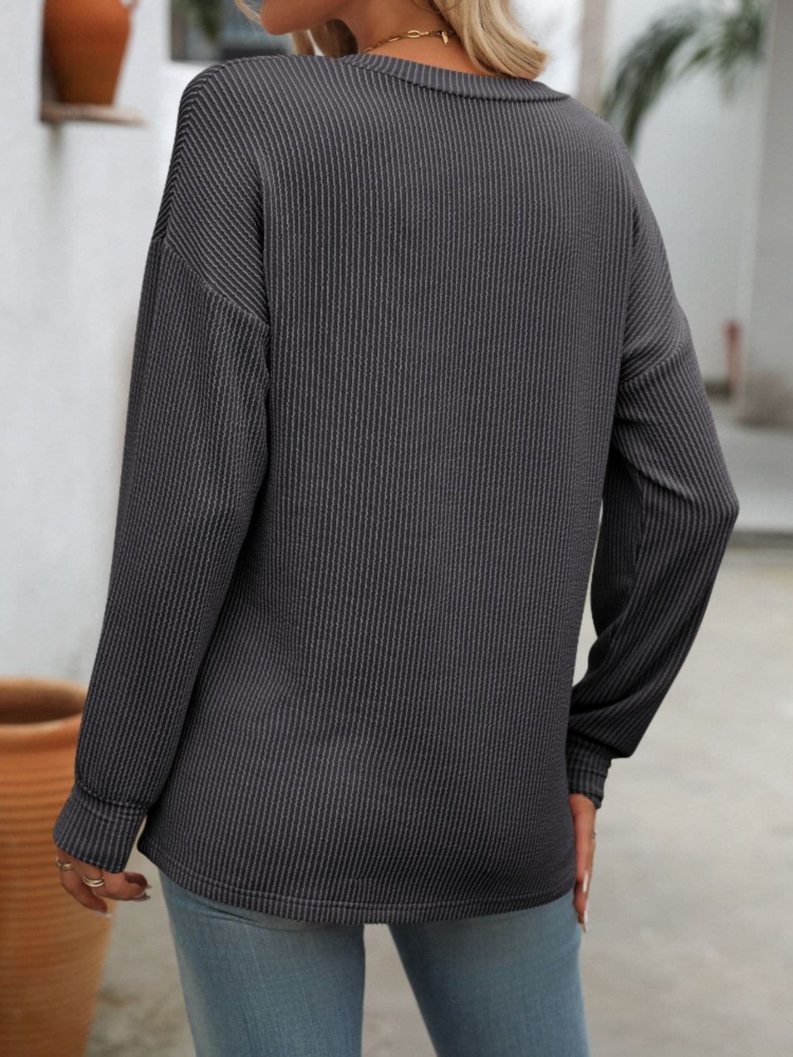 V-Neck Long Sleeve T-Shirt.