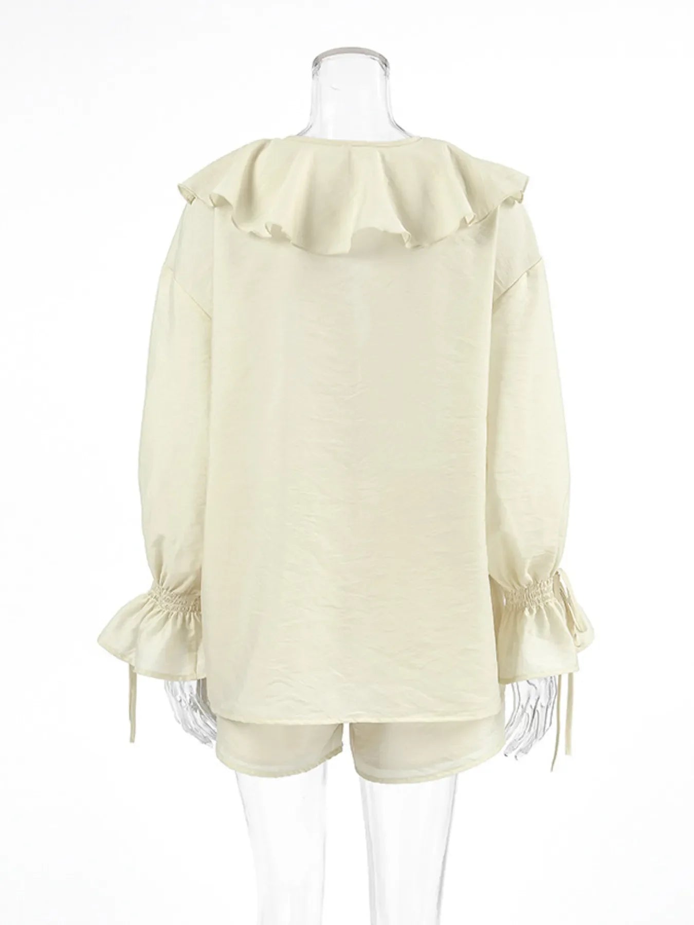 Ruffled V-Neck Top and Shorts Set