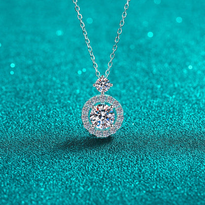 1 Carat Moissanite 925 Sterling Silver Necklace.