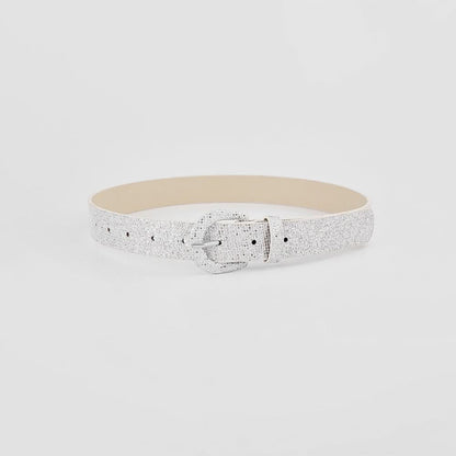 Sparkling sequined PU leather belt