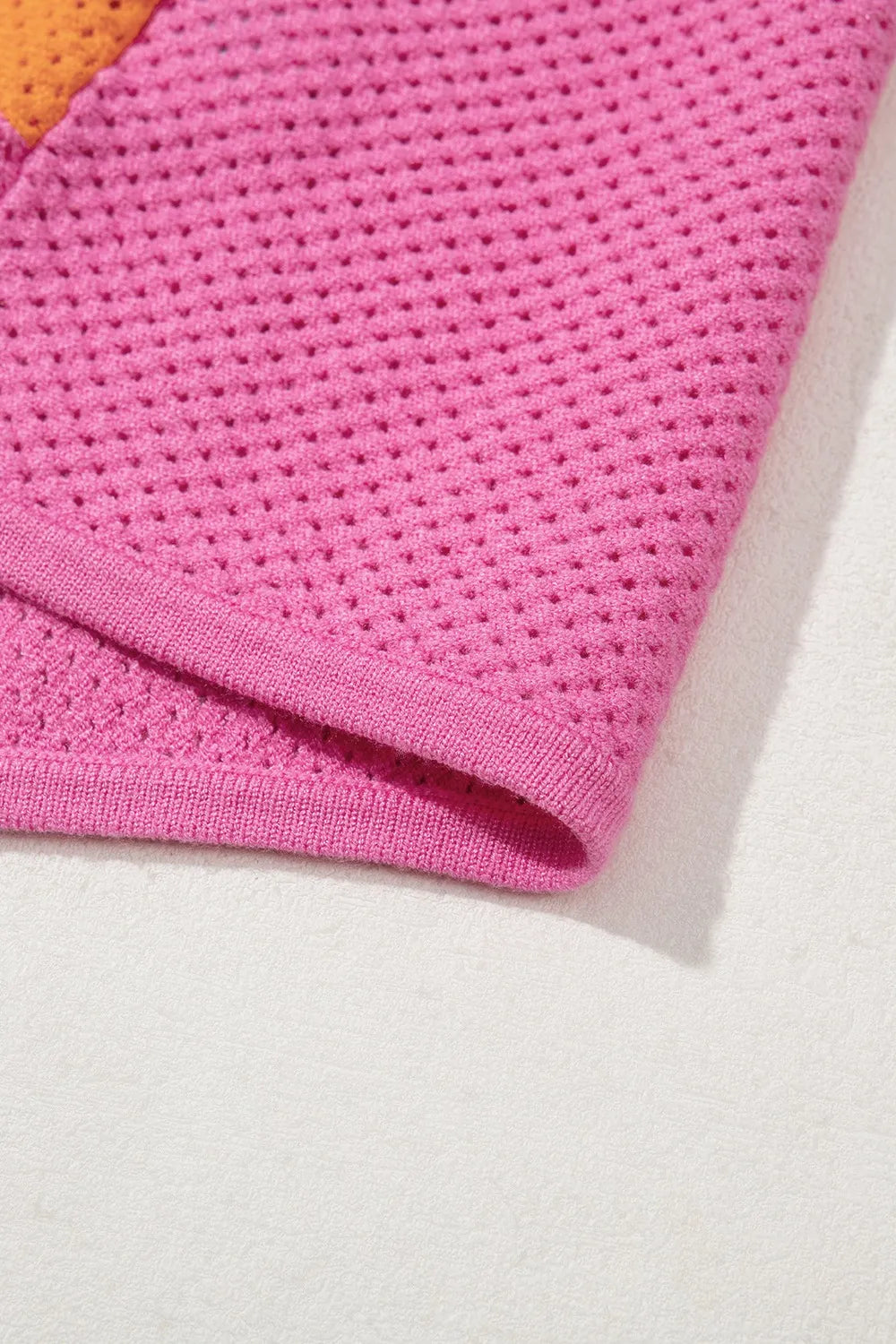 Color Block Eyelet Casual Knit Top